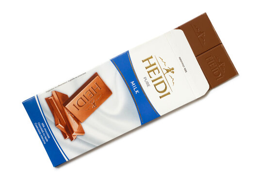 Lychkovo, Dnepropetrovsk region, Ukraine - March 26, 2025: A bar of HEIDI milk chocolate in a package.