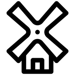 Windmill. Editable stroke vector icon.