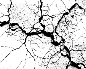 Concrete wall texture with cracked surface. Old concrete wall with cracked flaking paint, closeup of cracks and fissures of peeling paint on a transparent background