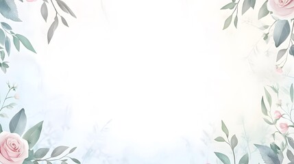 Beautiful floral watercolor background with gentle leaves and soft rose blossoms