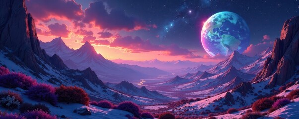 Otherworldly landscape with intricate hologram, strange, mysterious