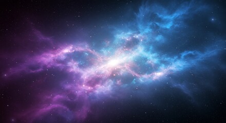 Cosmic Nebula Pink Blue Swirl Celestial Glow. AI Generated