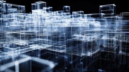 Obraz premium Abstract city, wireframe, digital art, futuristic cityscape, background, graphic design, architecture, illustration