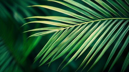 Close-up Photograph of Palm Frond with Variegated Leaf