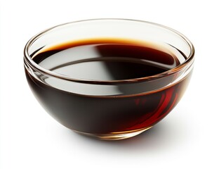 Soy Sauce in a Glass Bowl on White Background Studio Shot