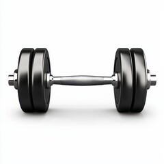 Naklejka premium Gym dumbbell with a metallic shine, isolated on white background