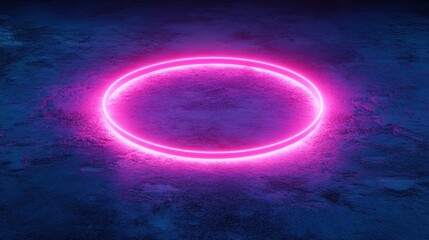 Obraz premium Neon circle light line on ground