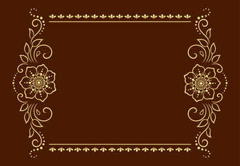 Frame in eastern tradition. Stylized with henna tattoos decorative pattern for decorating covers for book, notebook, casket, magazine, postcard and folder. Flower border in mehndi style.