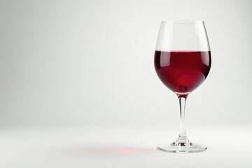 Single red wine glass on pristine white surface , glassware, celebration, red wine