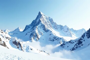 Obraz premium Snow-covered mountain peak, pristine white landscape, image, nature