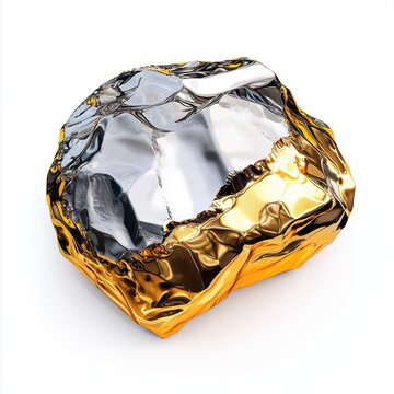Jagged electrum (gold-silver alloy) nugget with a mixed-tone surface on a white background