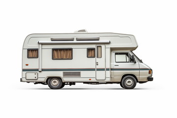 Camper Van on White Background &ndash; RV Motorhome for Road Trips, Outdoor Adventures, Vacation Getaways, Van Life, Camping Experience,Recreational Vehicle for Travel. Camper van rental



