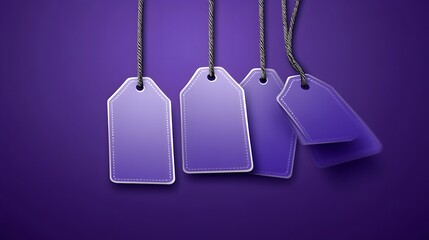 Fototapeta premium Purple Blank Price Tags Hanging Background Illustration