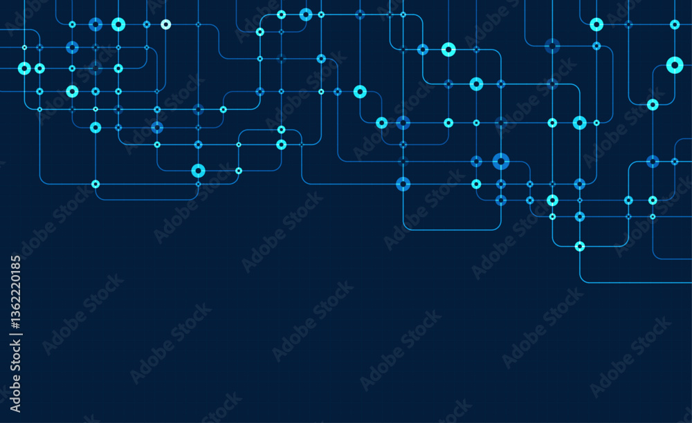 Poster circuit connect lines and dots. network technology and connection concept. decentralized network nod