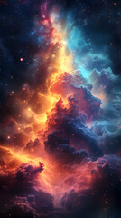 Colorful celestial clouds blend in this vibrant cosmic view with scattered stars