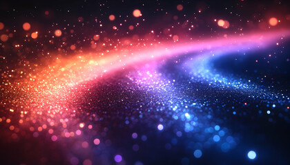 Fototapeta premium Colorful glittering particles merge