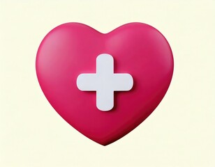 Obraz premium Pink Heart with White Cross: A Simple, Caring 3D Render