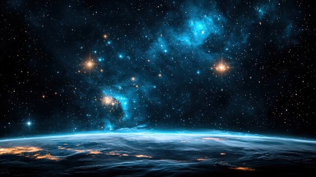 A breathtaking celestial landscape with twinkling stars scattered across the endless black void of space.