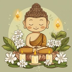 buddha, buddhism, monk, candles, meditation