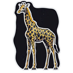Naklejka premium Majestic Giraffe in a Dark, Stylized Illustration