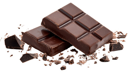Delectable Dark Chocolate Delight: Capturing the rich allure of dark chocolate bars and fragments, a symphony of flavor and texture, a perfect representation of sweetness and indulgence.
