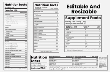 Fototapeta premium nutrition facts, nutrition list, information label, nutrition calculator, nutrition label maker, nutrition facts label, design