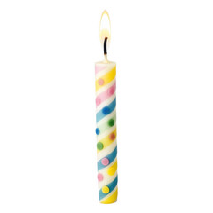 Decorative birthday candle with colorful dots party theme transparent background