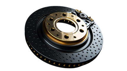 Mechanical Marvel: Automotive brake disc showcased in a highly detailed studio shot, symbolizing precision engineering and vehicle safety