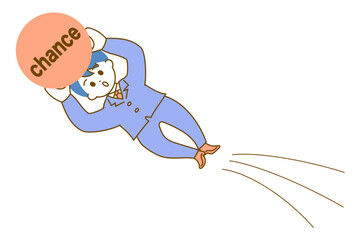 ジャンプしてチャンスをキャッチするスーツの男性のイラスト