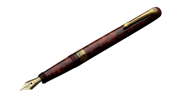 Elegant Fountain Pen: A close-up of a sophisticated fountain pen. Its design suggests writing, creativity, and style.