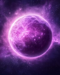Obraz premium Cosmic event purple planet outer space digital art nebula wide view galactic concept