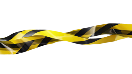 Cautionary Tape: Dynamic bands of yellow and black caution tape gracefully undulate against a clean backdrop, offering a visual prompt for safety and awareness. 