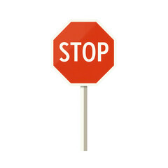 Stop sign on a white isolate background. This traffic symbol indicates the necessity to halt and is essential for road safety.