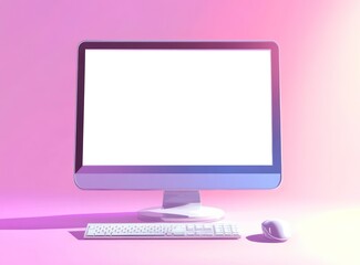 Modern Computer Setup with Keyboard and Mouse on Pastel Background