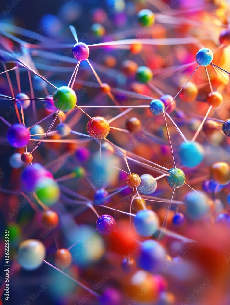 Poster abstract network connection with colorful figures.