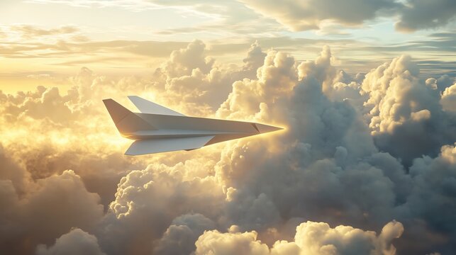 A sleek aircraft flying through vibrant clouds.