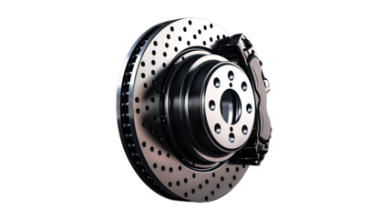Precision Brake System: A meticulously crafted automotive brake disc and caliper system, showcasing the intricate design and engineering of a crucial vehicle component.