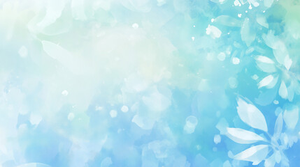 Soft Blue Floral Watercolor Background With Light Pastel Petals