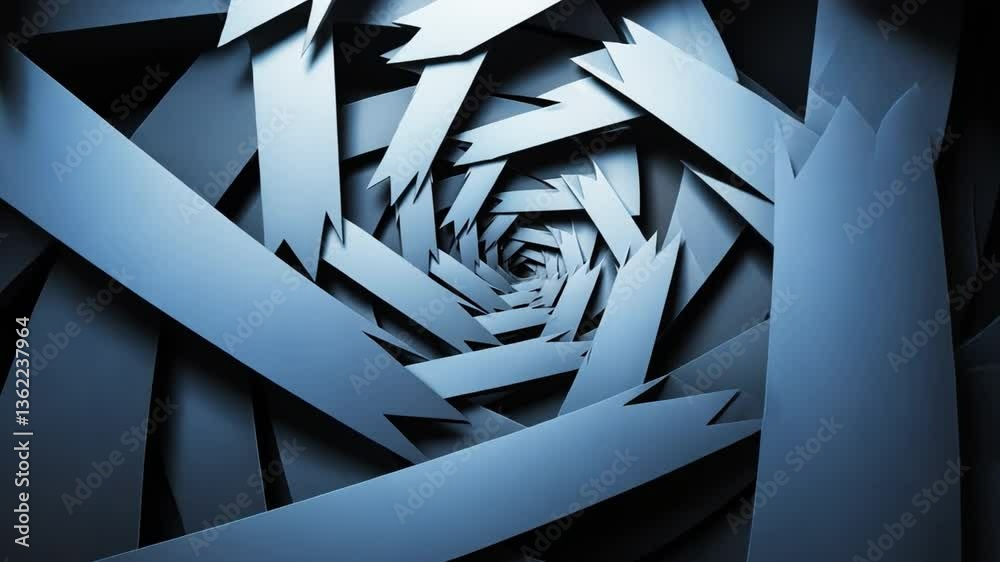 Poster dynamic design of mesmerizing blue paper spirals an abstract vortex of light and shadow in three dim