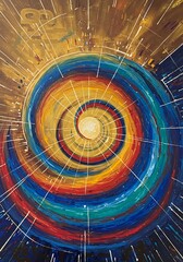 Abstract swirling painting warm vibrant colors. AI Generated