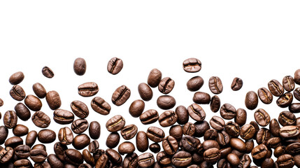 Obraz premium Aromatic Coffee Beans: Aromatic coffee beans cascade across the frame. Their rich brown color is enhanced. perfect for any project