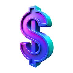 Dollar Symbol - Wealth and Prosperity: A vibrant, eye-catching 3D dollar sign stands as a symbol of wealth, success, and financial concepts, illuminated with an inviting and rich blend of colors. 