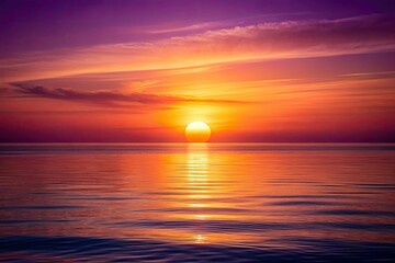 Obraz premium Digital sunset: orange-purple gradient, minimal horizon, low light, night sky. Captures the tranquil beauty of twilight.
