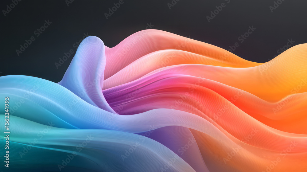 Aufkleber a minimalist yet dynamic visualization of smooth curves of radiant colored light, creatively