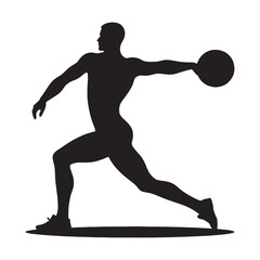 Champion Discus Thrower silhouette, embodying discipline and power - Athletics illustration - Minimalist Discus Throw vector - The spirit of sports


