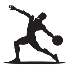 Olympic Discus Thrower silhouette, ready to make history - Athletics illustration - Minimalist Discus Throw vector - Victory in sight



