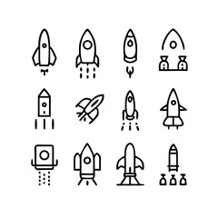 Rocket Launch Icons Vector