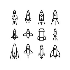 Rocket Launch Icons Vector