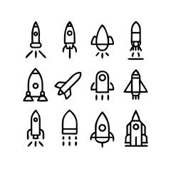 Rocket Launch Icons Vector