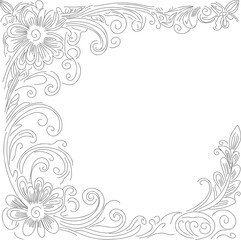 Elegant double-line lace corner flourishes with intricate, symmetrical designs. Perfect for invitations, certificates, wedding decor, and vintage-style projects. Delicate, ornamental.